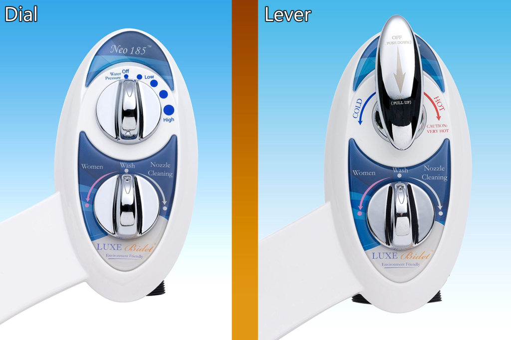 Dial operated mechanical bidet versus a lever operated mechanical bidet