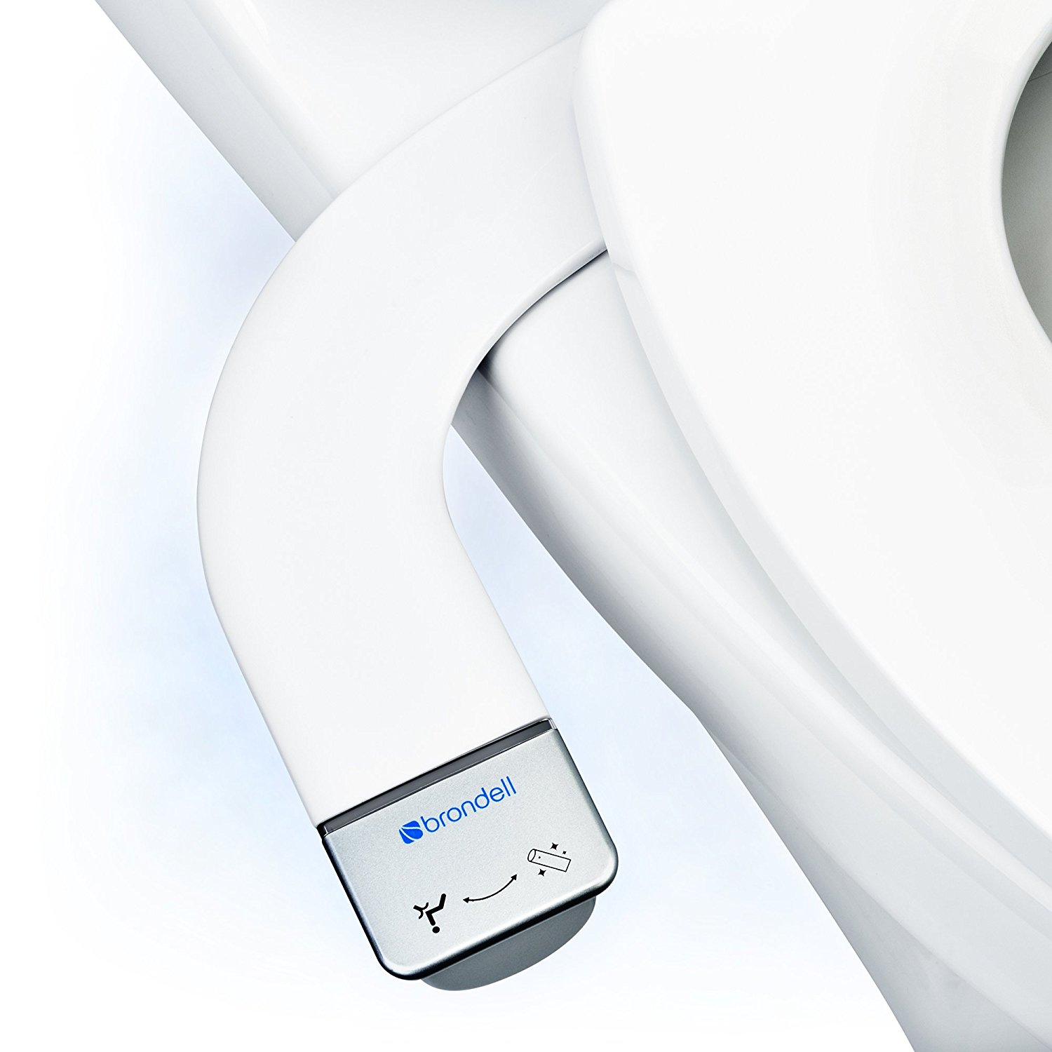 The Brondell Thinline SimpleSpa bidet attachment with nozzle cleaning function